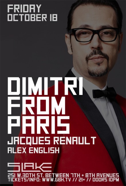 10/18 – Dimitri From Paris plays at Slake, New York