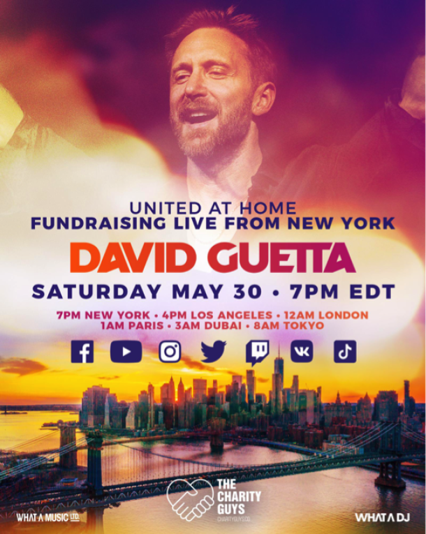 David Guetta to host New York’s Largest At Home Dance Party with the second “United At Home” Charity Livestream Event